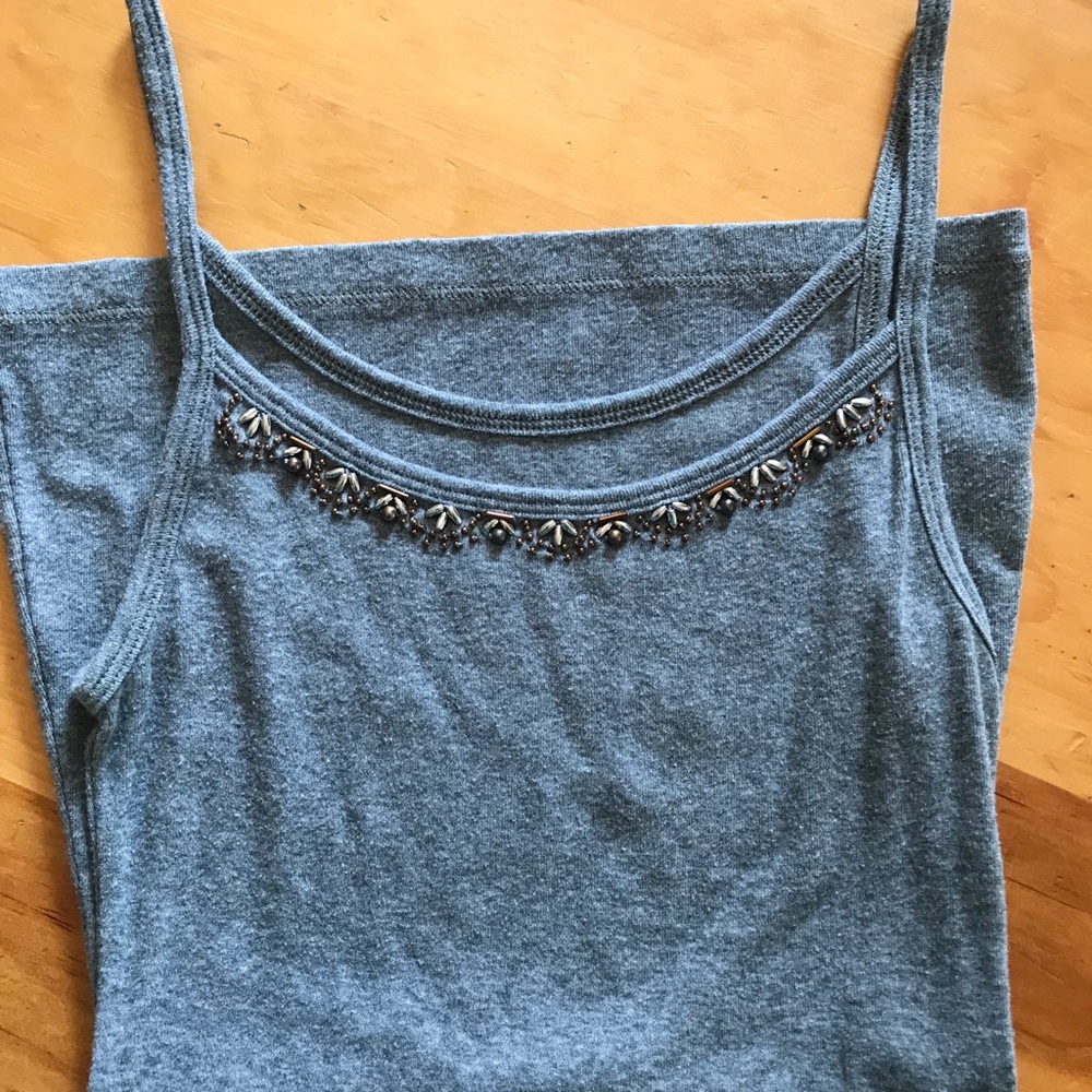 Gray beaded tank.